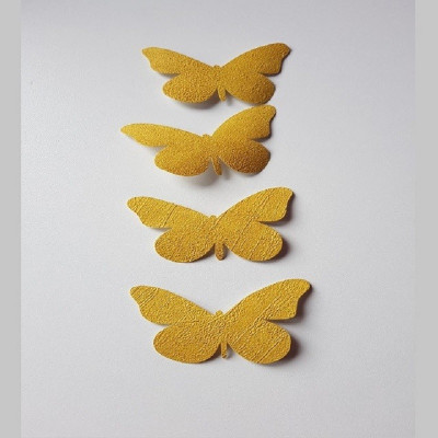 Behang muursticker 3d vlinder okergeel.