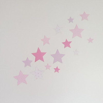 Muursticker set behang sterren roze.