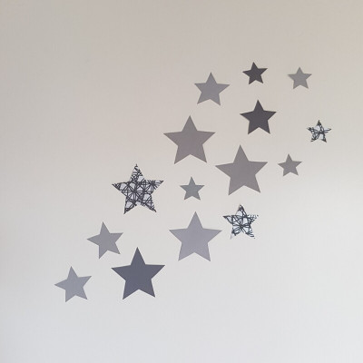 Muursticker set behang sterren licht grijs.