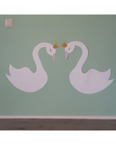 Zwanen koppel behang muursticker kinderkamer.