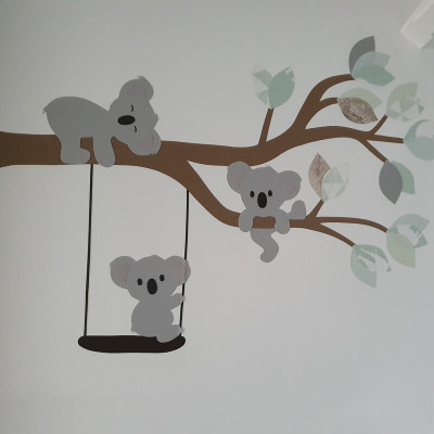 Behang muursticker koala tak mintgroen.