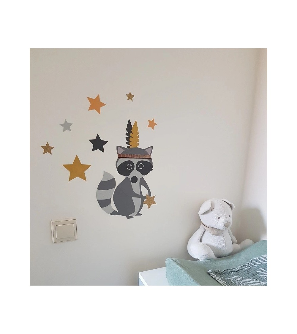 Behangsticker wasbeer met verentooi