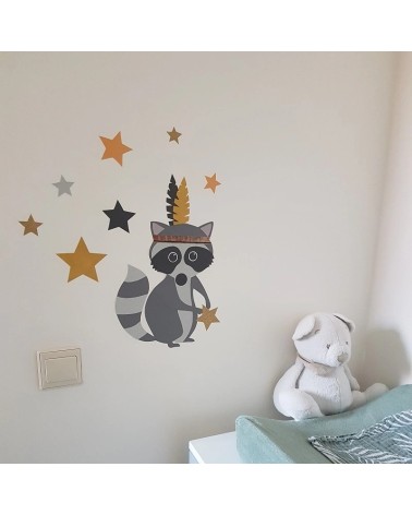 Behangsticker wasbeer met verentooi