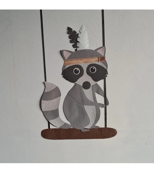 Behangsticker wasbeer met verentooi