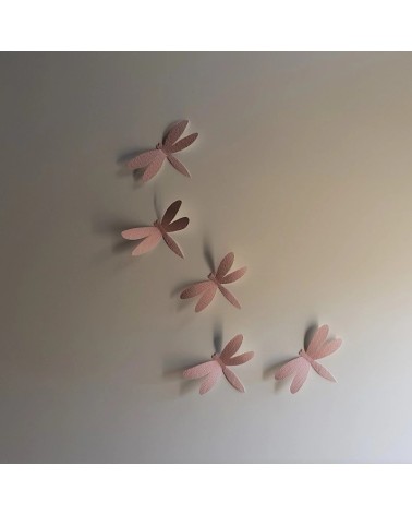 Set 3d libellen oud roze.