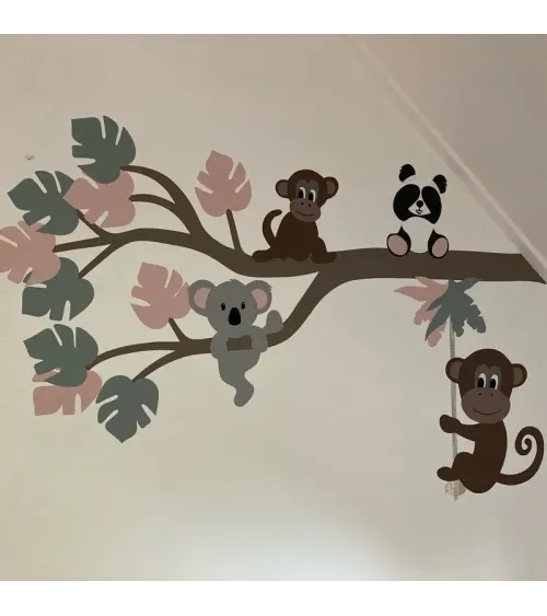 Behang (muur)sticker meisjekamer Sierlijke jungle tak roze.