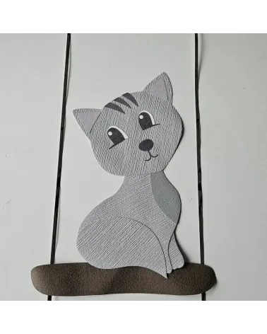 Behang muursticker poes op schommel.