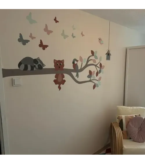 Behangsticker klimmende poes - luxe muursticker