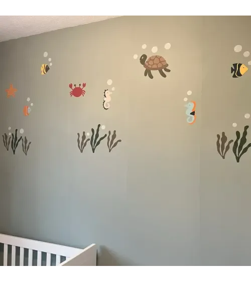 Behangsticker zeester, onderwater wereld muursticker babykamer.