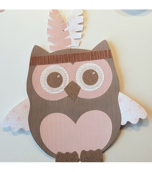 Behangsticker indianen uil grijs