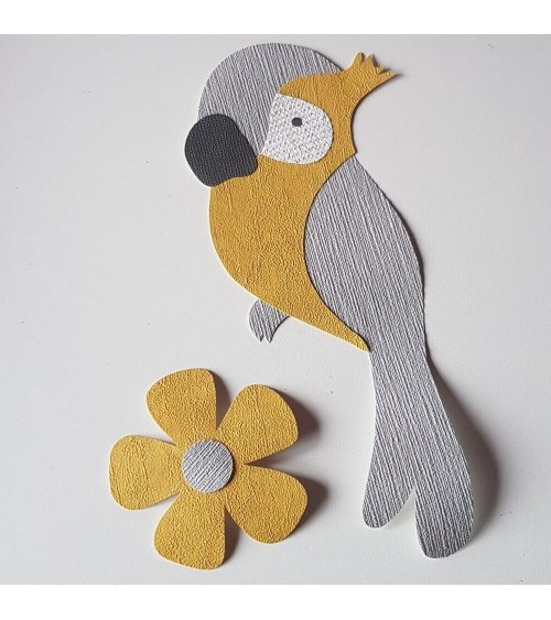 Behang muursticker papegaaien donkergroen, roze en terracotta.