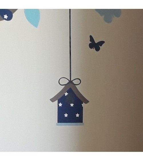 Behangsticker vogelhuisje met vogeltjes.