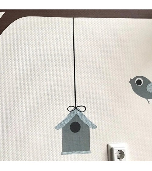 Behangsticker vogelhuisje met vogeltjes.