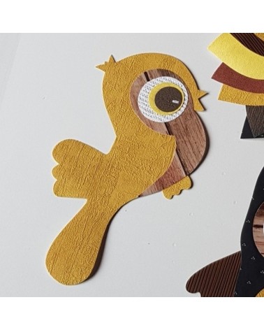Behang muursticker vogels okergeel.