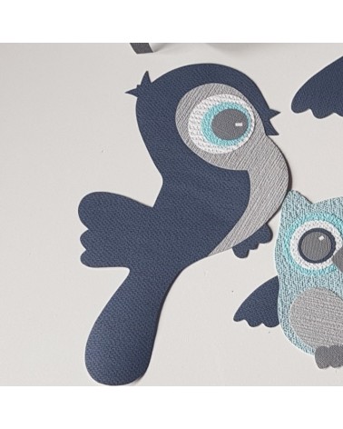 Behang muursticker vogels donkerblauw.