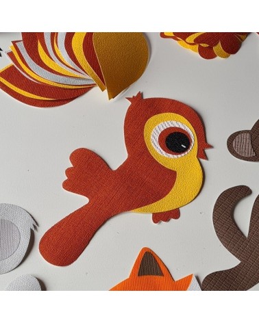 Behang muursticker vogels rood en geel.