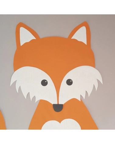 Grote oranje vos met harige snoet muursticker babykamer.