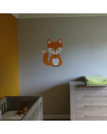 Grote oranje vos muursticker babykamer.