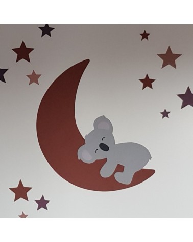 Behang (muur)sticker Slapende koalabeer op de maan met sterren