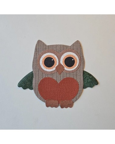 Behangsticker grote uil in oranje, groen en roest.