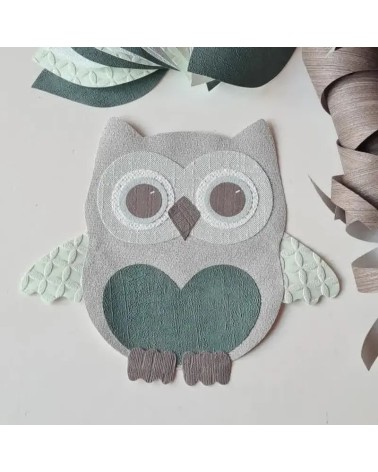 Muursticker behang uil groot groen.