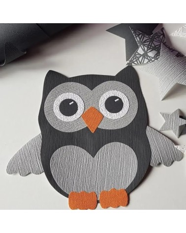 Muursticker behang uil groot grijs.