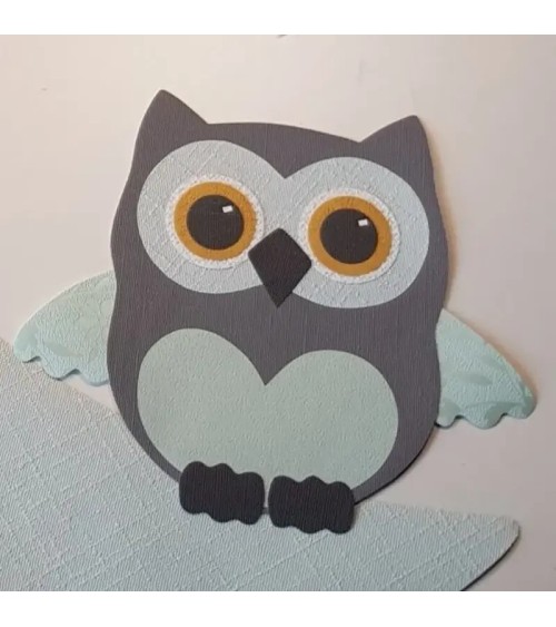 Muursticker kleine behang uil oranje, groen en roest.