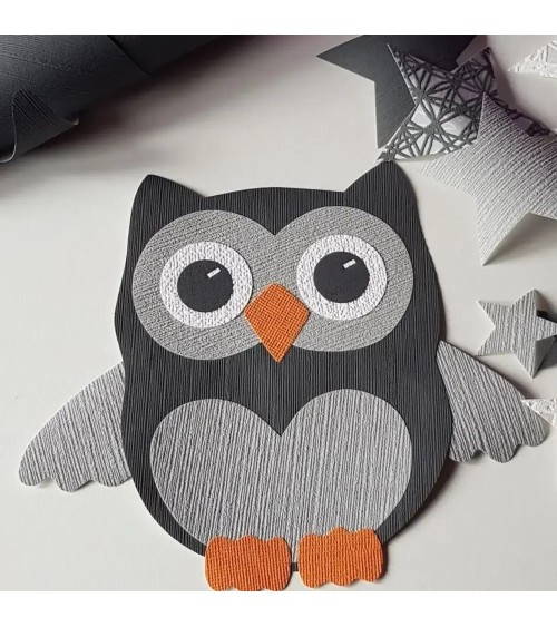 Muursticker kleine behang uil oranje, groen en roest.