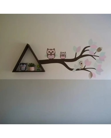 Behangsticker uilentak meisjeskamer pastel kleuren