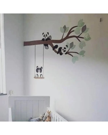 Behangsticker sierlijke uilentak mintgroen babykamer.