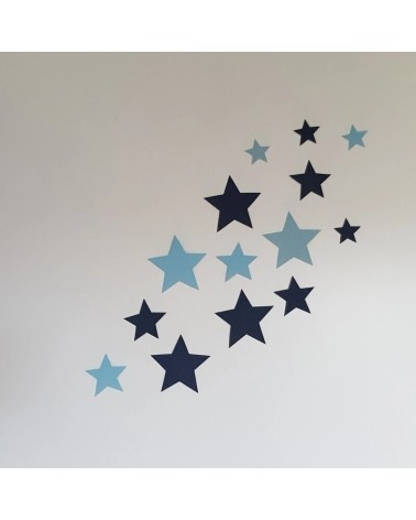 Behangsticker set sterren kinderkamer lichtblauw en donkerblauw.