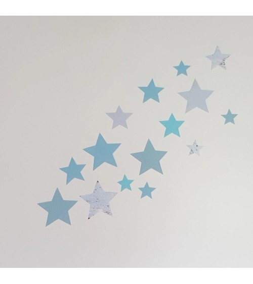 Behangsticker set sterren babykamer okergeel en grijs.