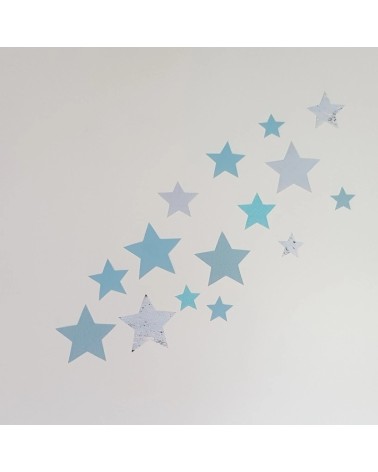 Behangsticker set sterren babykamer lichtblauw.
