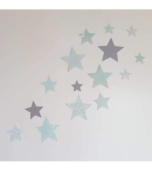 Behangsticker set sterren babykamer okergeel en grijs.