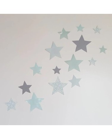 Behangsticker set sterren babykamer mintgroen.