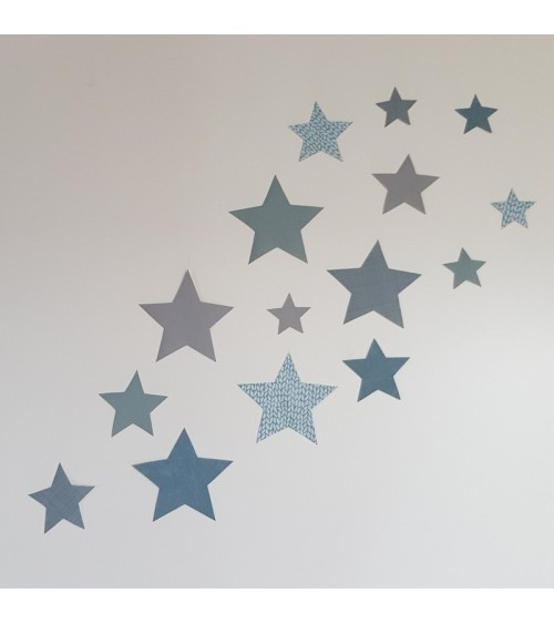 Behangsticker set sterren babykamer okergeel en grijs.