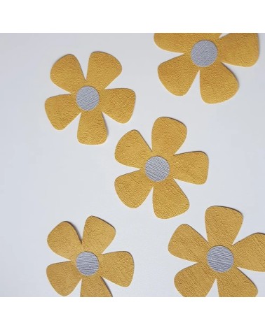 Set bloemen okergeel behang stickers.