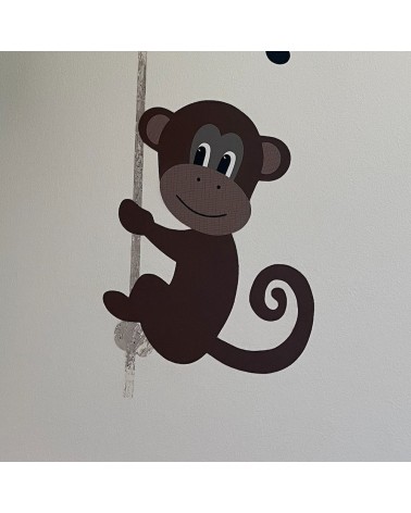 Behangsticker kinderkamer grote aap aan touw.