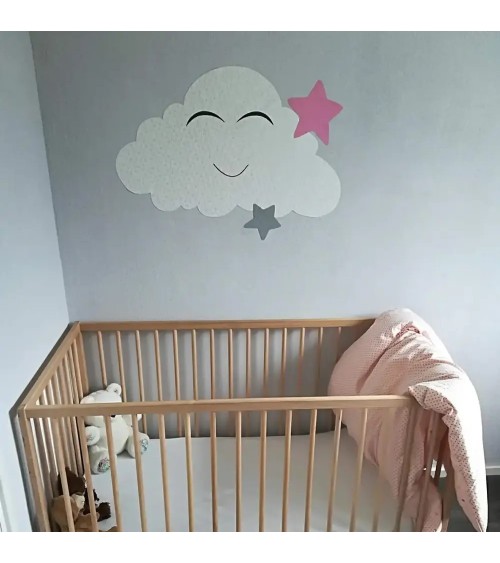Behangsticker kinderkamer wolk met sterren in de kleuren terracotta en roestbruin.