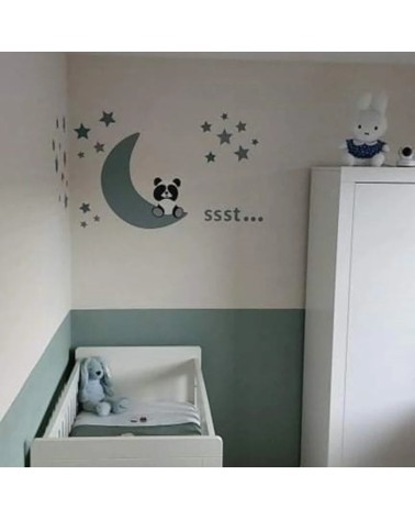 Muursticker behang letters ssst... oudgroen klein formaat.