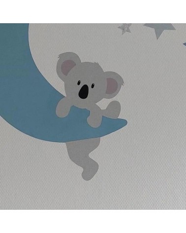 Behangsticker hangend koalabeertje aan maan.