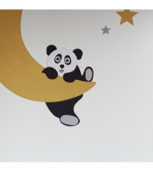 Behangsticker hangend pandabeertje