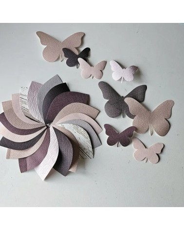 Set behangbladeren paars en oud roze.