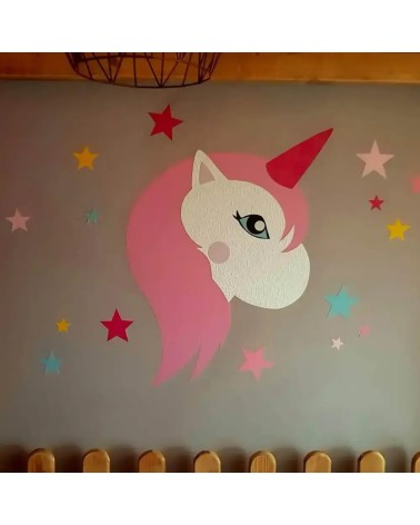 Behangsticker unicorn meisjeskamer met sterren.