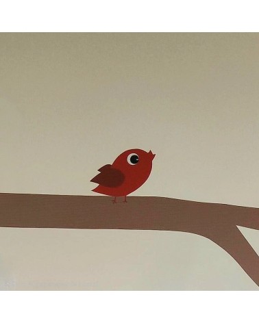 Behangsticker vliegend vogeltje rood roest.