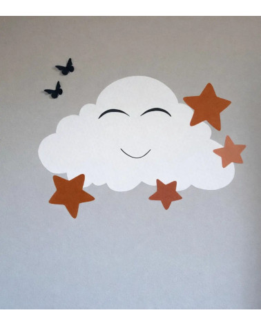 Behangsticker wolk met roest en terracotta kleurige sterren