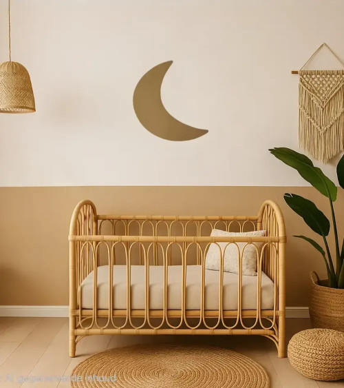 Behangsticker kinderkamer gouden maan met sterren boho kamer.