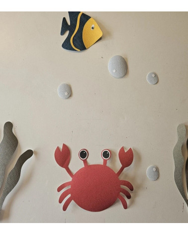 Behangstickers krab, zeewier en luchtbellen muurdecoratie babykamer oceaan thema.