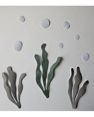 Aanvul set zeewier en luchtbellen. Behangstickers onderwaterwereld.