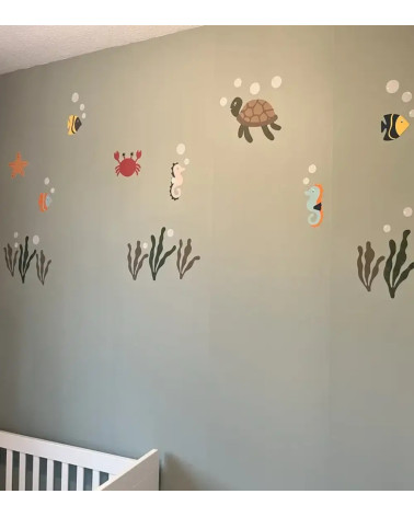 Voorbeeldfoto oceaan behangstickers voor de babykamer en kinderkamer met het onderwaterwereld thema.